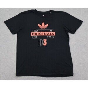 Adidas Originals T-Shirt Men’s L Black Pink Logo Graphic Casual Tee